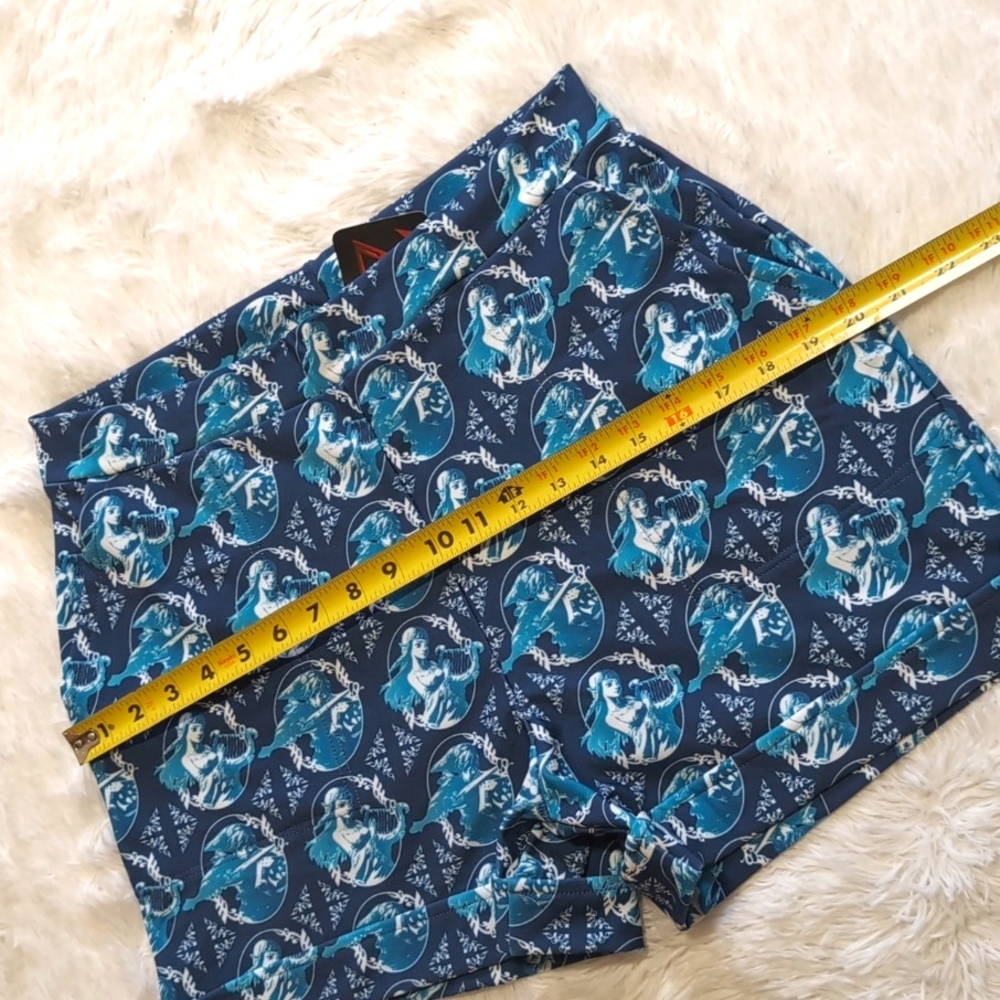 NWT Blackmilk Legend Of Zelda Nintendo Blue High Waisted Cuffed Shorts Large - Picture 9 of 11